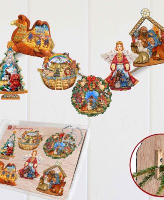 Nativity Wooden Clip-on Ornaments, Set of 6