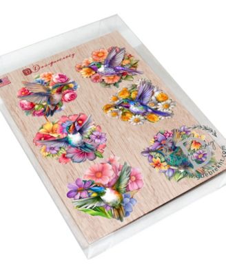 Hummingbirds Wooden Clip-on Ornaments, Set of 6