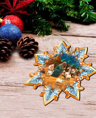 Nativity Snowflake Wood Ornaments, Set of 3