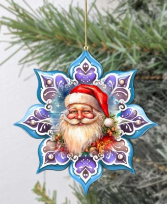 Smiling Santa Snowflake Holiday Ornament