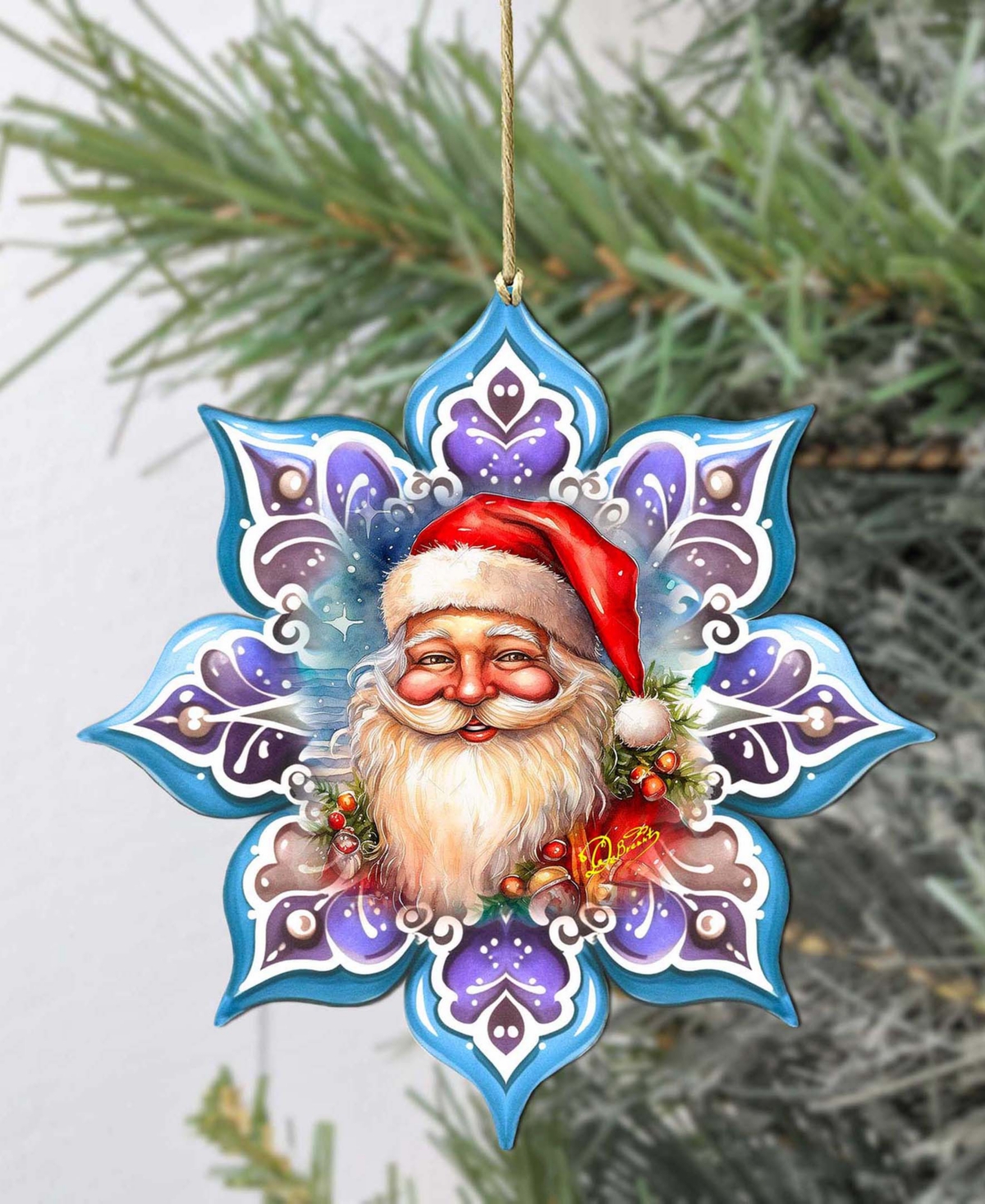 Designocracy Smiling Santa Snowflake Holiday Ornament In Multi