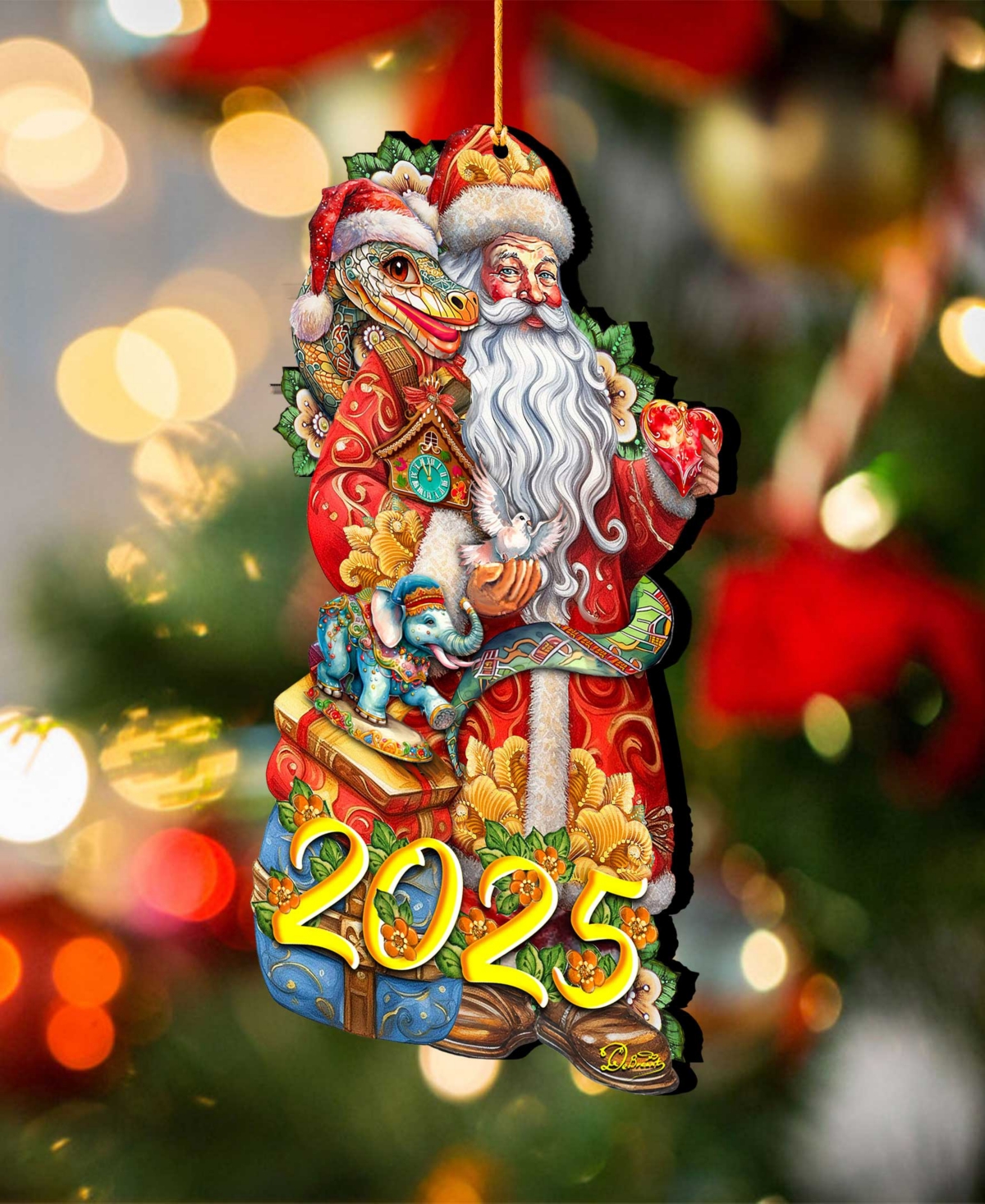 Designocracy 2025 Dated: Santa With Snake Ornament In Multi