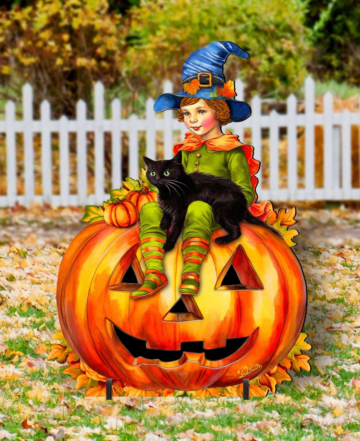 Designocracy Boy On Pumpkin Outdoor Decor In Multi