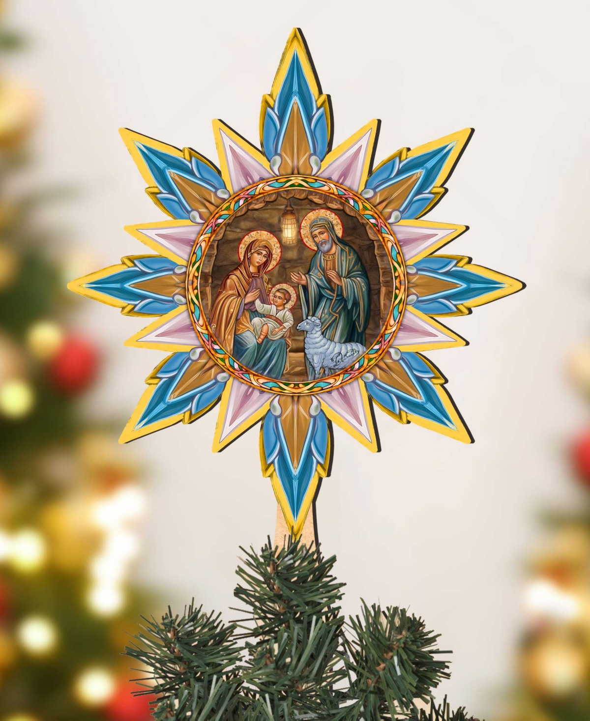 Designocracy Orthodox Nativity Wooden Tree Topper In Multi