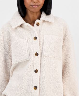 Juniors' Collared Long-Sleeve Plaid Shacket