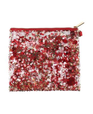 Spirit Squad Confetti Everything Pouch Makeup Bag Travel BagCosmetic Bag for Women (Red)