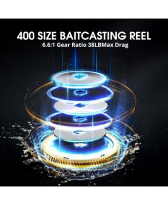 Alijoz 400 Baitcaster Fishing Reel, 38Lbs Max Drag Baitcasting Reel, 6.6:1/8.1:1 Gear Ratio, Freshwater and Saltwater Low Profile Casting Reel