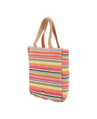 Smiley Face Woven Rainbow Tote | Beach Bag | Work Bag