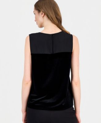 Women's Sleeveless Mixed-Media Top