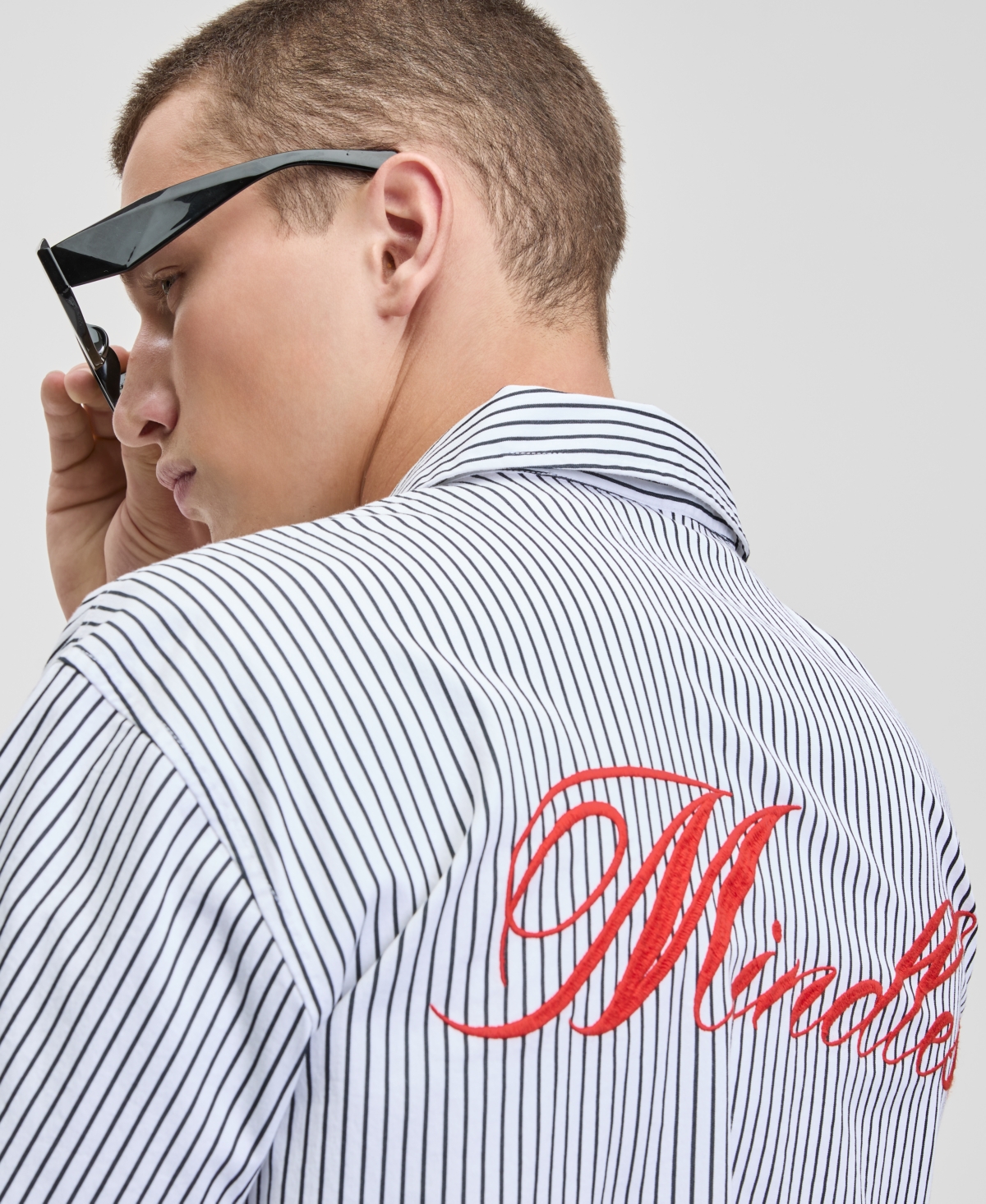 Mode of One Men's Relaxed Fit Short Sleeve Striped Embroidered Button-Front Shirt, Macy's Exclusive