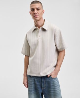 Men's Sporty Relaxed Fit Short Sleeve Striped Polo Shirt