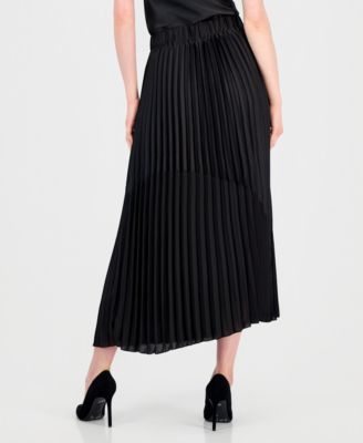 Women's Pull-On Pleated Mixed-Media Skirt