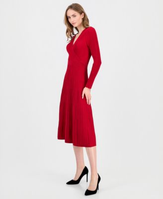 Women's Metallic Wrap Fit & Flare Dress