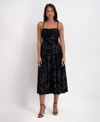 kensie - Women's Burn Out Foil Slip Sleeveless Dress
