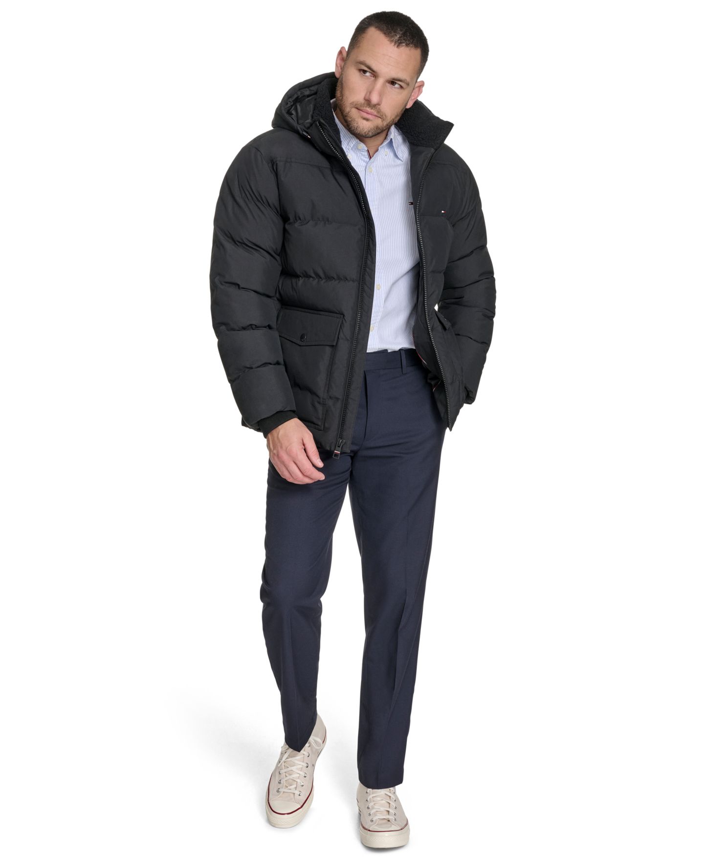 Мужская куртка Tommy Hilfiger Two Pocket Hooded Puffer, цвет: Чёрный — фото 2