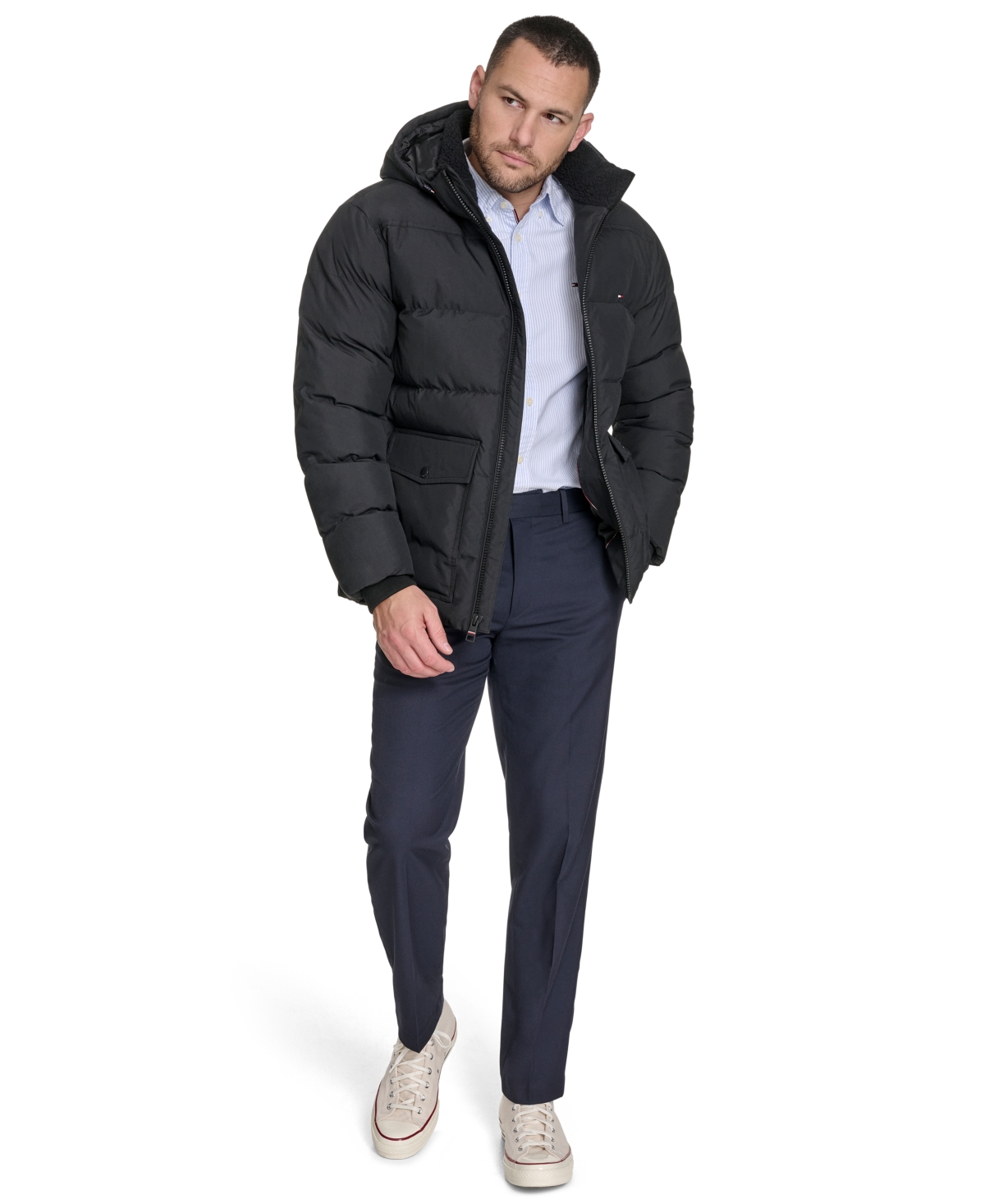 Tommy Hilfiger Men's Two Pocket Hooded Puffer Jacket