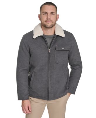 Men's Wool Blend Jacket with Sherpa Collar