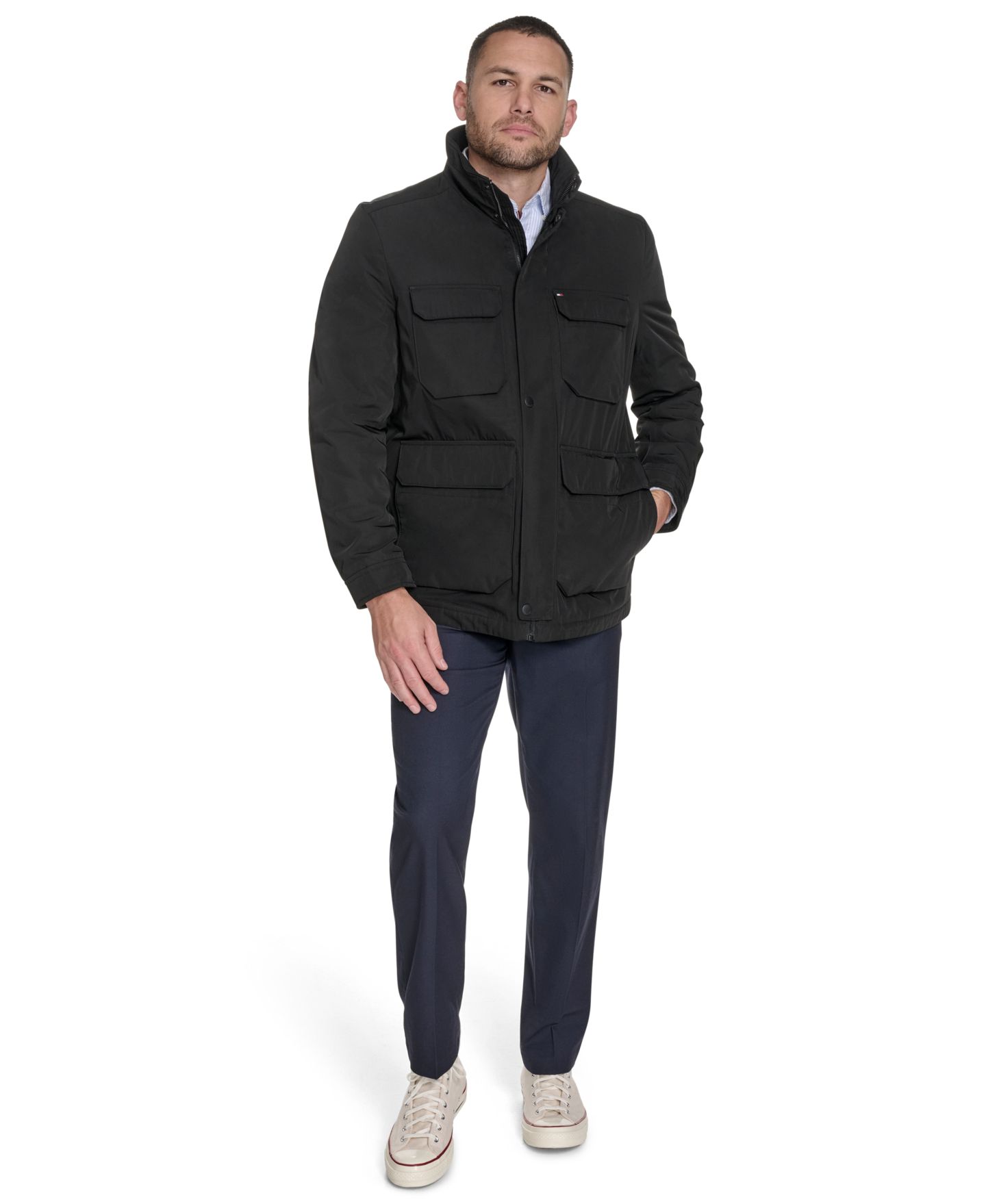 Мужская куртка Tommy Hilfiger Four Pocket Military-Inspired Field, цвет: Чёрный — фото 2