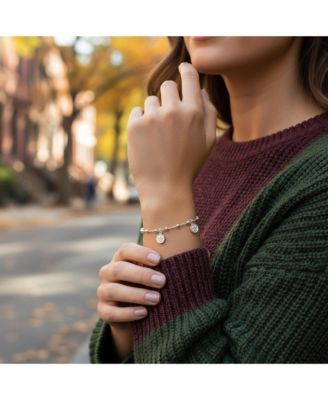 Protection Dangle Round Disc Medal Multi Charm Guardian Angels Cherubs Coin Bracelet Sterling Silver