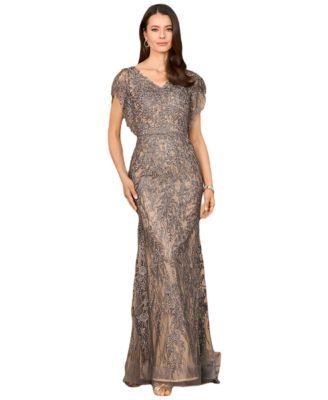 Women's Cap Sleeve Mermaid V-neck Gown