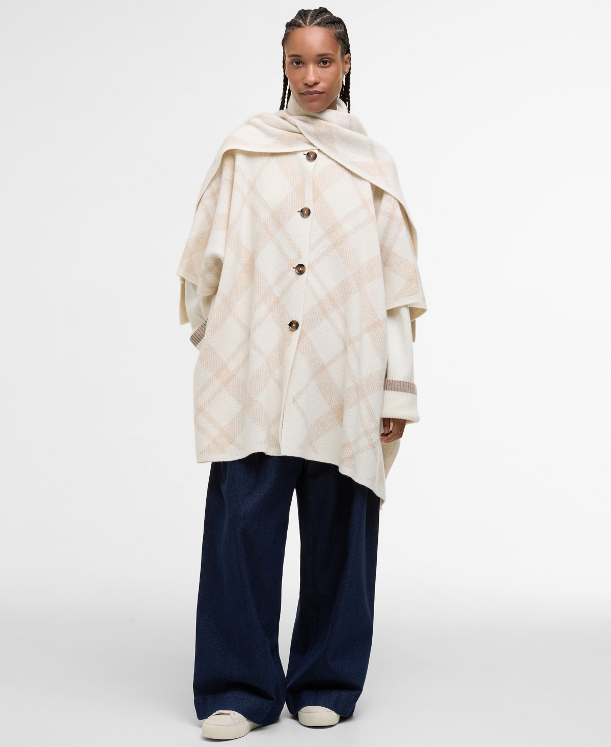 Barbour Women's Vienna Knitted Cape Coat With Scarf In Multi