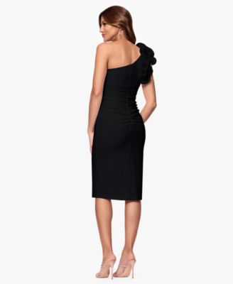 Women's Ruched Ruffled One-Shoulder Dress