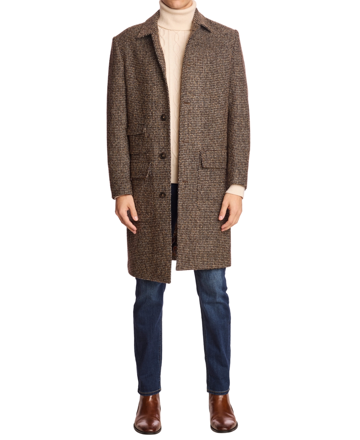 Paisley & Gray Men's Textured Oversized Coat In Brown
