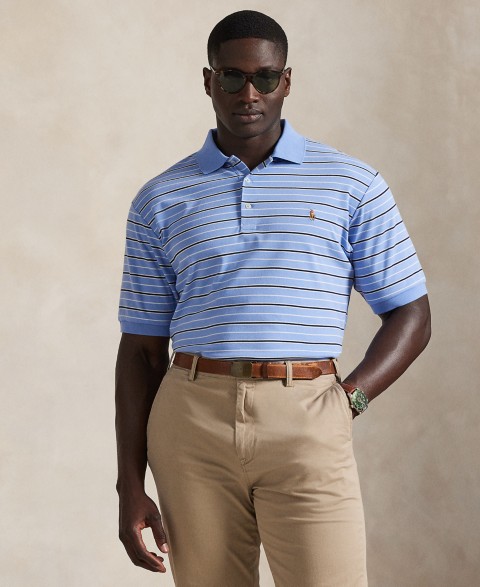 Мужские Polo Ralph Lauren Men's Big & Tall Striped Short Sleeves Polo Shirt