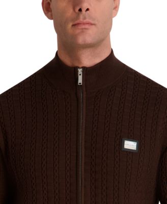 Men's Full Zip Cable Knit Sweater