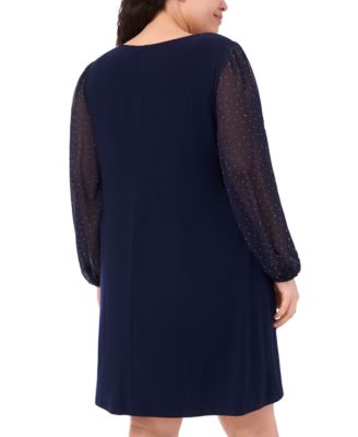 Plus Size Round Neck Bell Sleeves Shift Dress