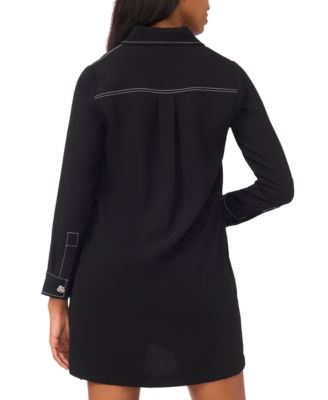 Petite Collared Neck Long Sleeves Shirtdress