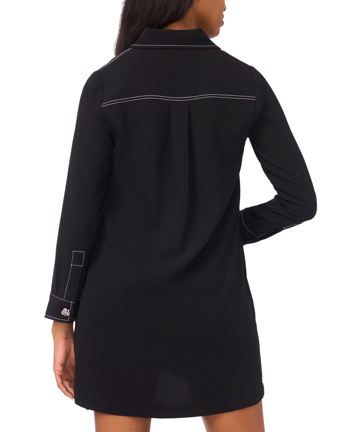 Msk Petite Collared Neck Long Sleeves Shirtdress