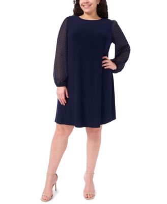 MSK - Plus Size Round Neck Bell Sleeves Shift Dress