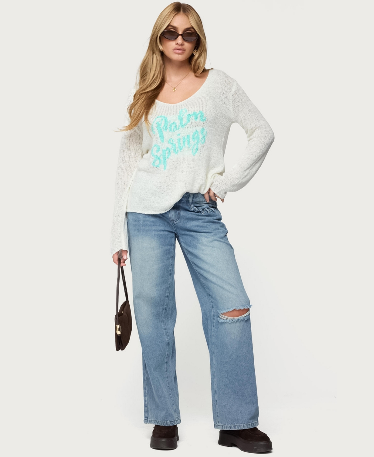 Edikted Womens Palm Springs Light Knit Sweater