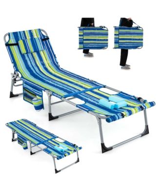 Outdoor Folding Chaise 5-Position Lounge Chair with Adjustable Footrest