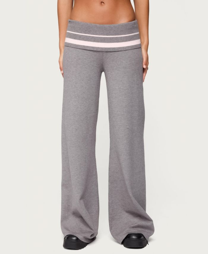 Edikted Women's Kaliya Stripey Foldover Knit Pants