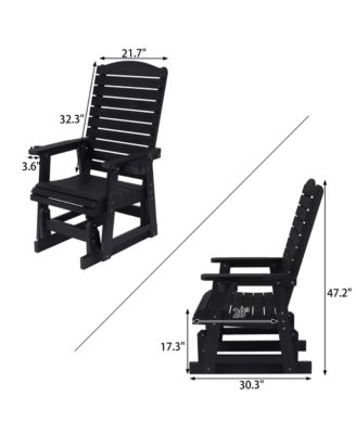 Poly Lumber Patio Glider for One Person, with Cup Holders, High Backrest and Deep Contoured Seat, HIPS Material, All-Weather Resistant