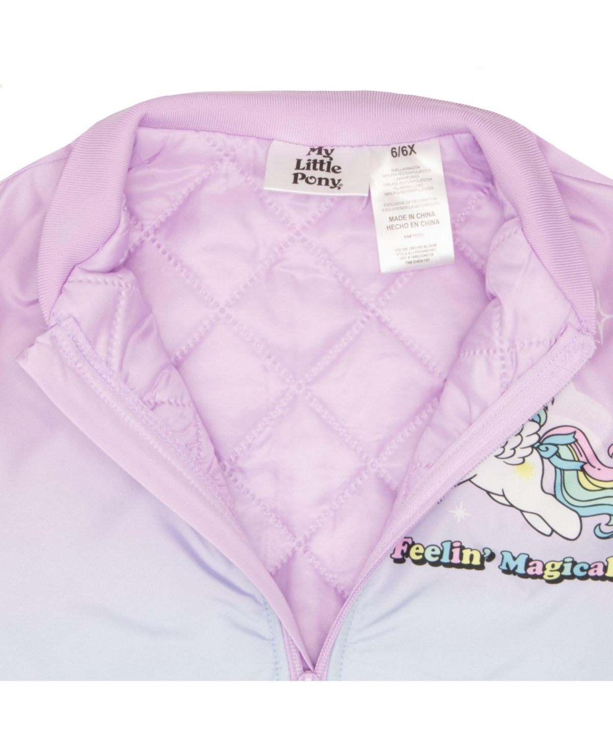 My Little Pony Girls My Pony Lightweight Zip-Up Graphic Print Bomber Jacket