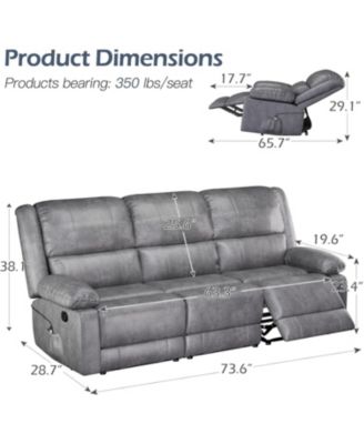 Recliner Couch with Massage&Heat Function, 3-Seat Wall Hunger Reclining Sofa