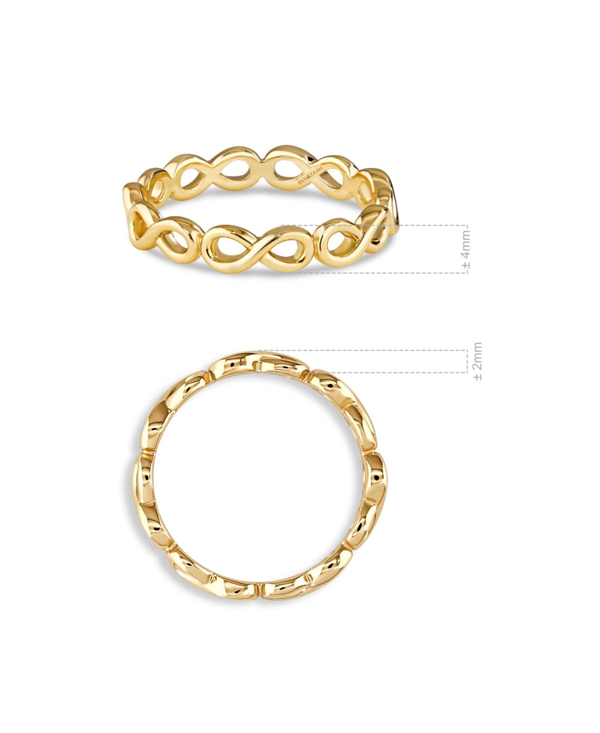 Devata Infinity Eternity Ring in Gold Plated Sterling Silver