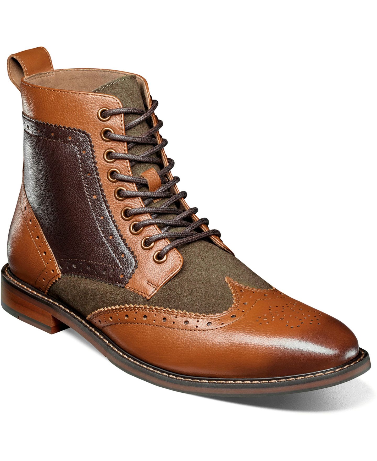 Мужские ботинки Stacy Adams Finnegan Wingtip Lace, цвет: Оливковый разноцветный — фото 1