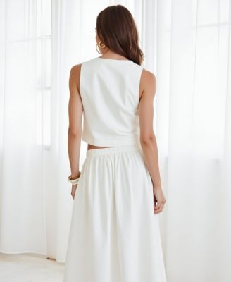 Women's Double Breasted Vest And Maxi Skirt Two-Piece Set