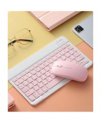 Keyboard And Mouse Combo - Cute Bluetooth Keyboard With Silent Mouse, 3 Adjustable DPI 2.4G USB Slim Keyboard Mouse Set For IOS For Android