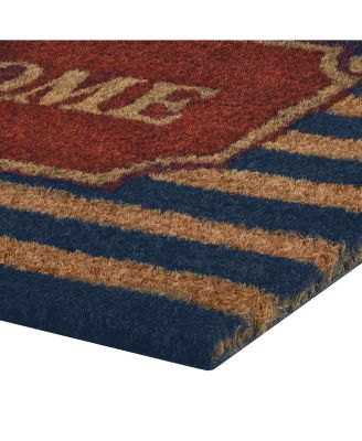 Hyde Park Half Circle Welcome Coir Bristled Outdoor All Season Welcome Mat With Rubber Trim - 18"x30"