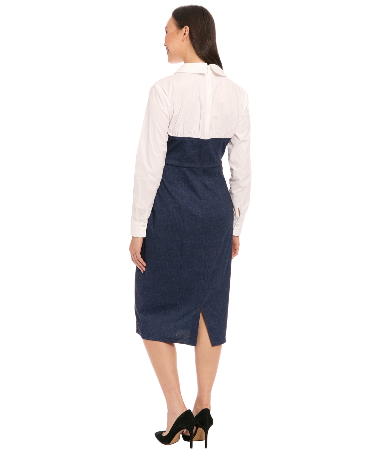 London Times Women's Collared Denim Dress In Blue