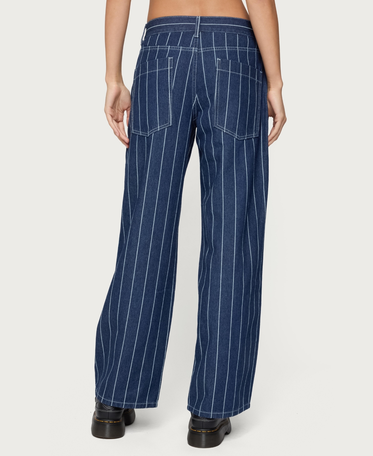 Edikted Women's Kyler Pinstripe Low Rise Jeans