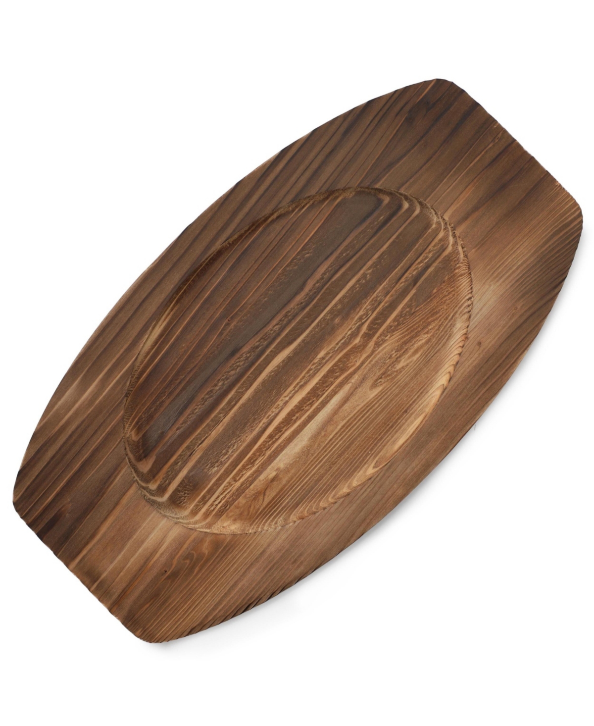 MegaChef Piece Mini Cast Iron Oval Pan with Wood Tray Set