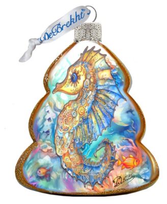 Seahorse Christmas Glass Ornament