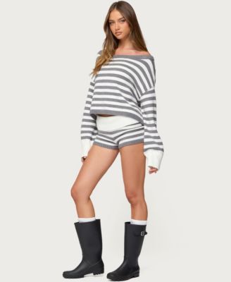 Women's Saphi Striped Foldover Knit Shorts