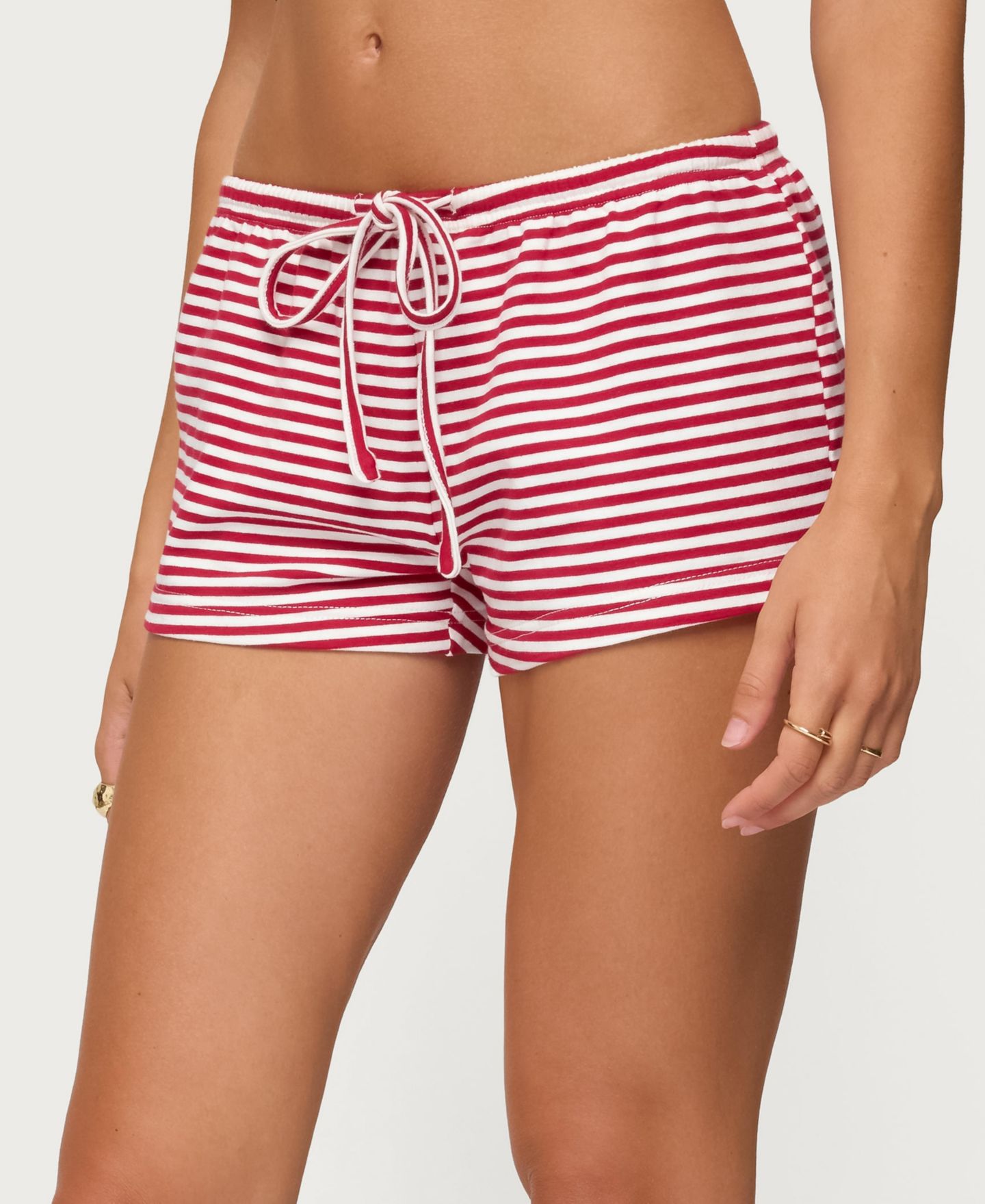 Женские шорты Edikted Jainee Striped Drawstring, цвет: Бордовый — фото 3